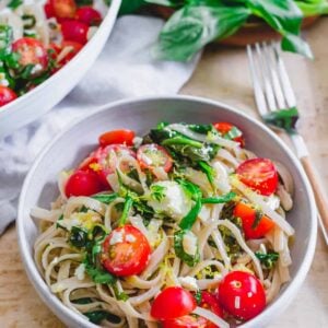 Lemon spinach feta pasta.