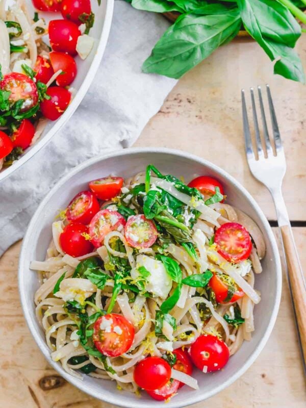 Lemon spinach feta pasta.