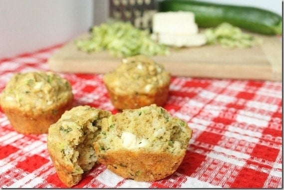 Zucchini Feta Olive Oil Muffins - savory, moist and a delicious dinner side