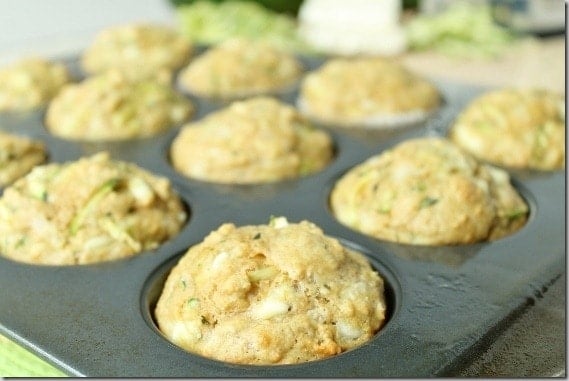 Zucchini Feta Olive Oil Muffins - savory, moist and a delicious dinner side