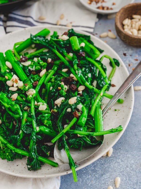 Sweet and spicy broccoli rabe.
