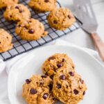 Chewy vegan chocolate chip pumpkin cookies.