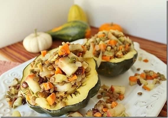 Apple Lentil Stuffed Acorn Squash