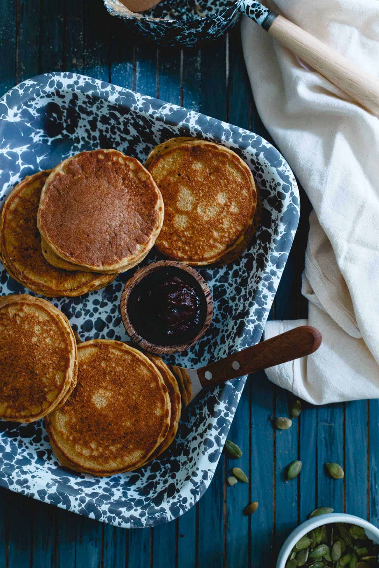 These pumpkin protein pancakes are a simple, fall recipe for pumpkin pancakes packed with protein to help keep you full longer. A healthy start to your day!