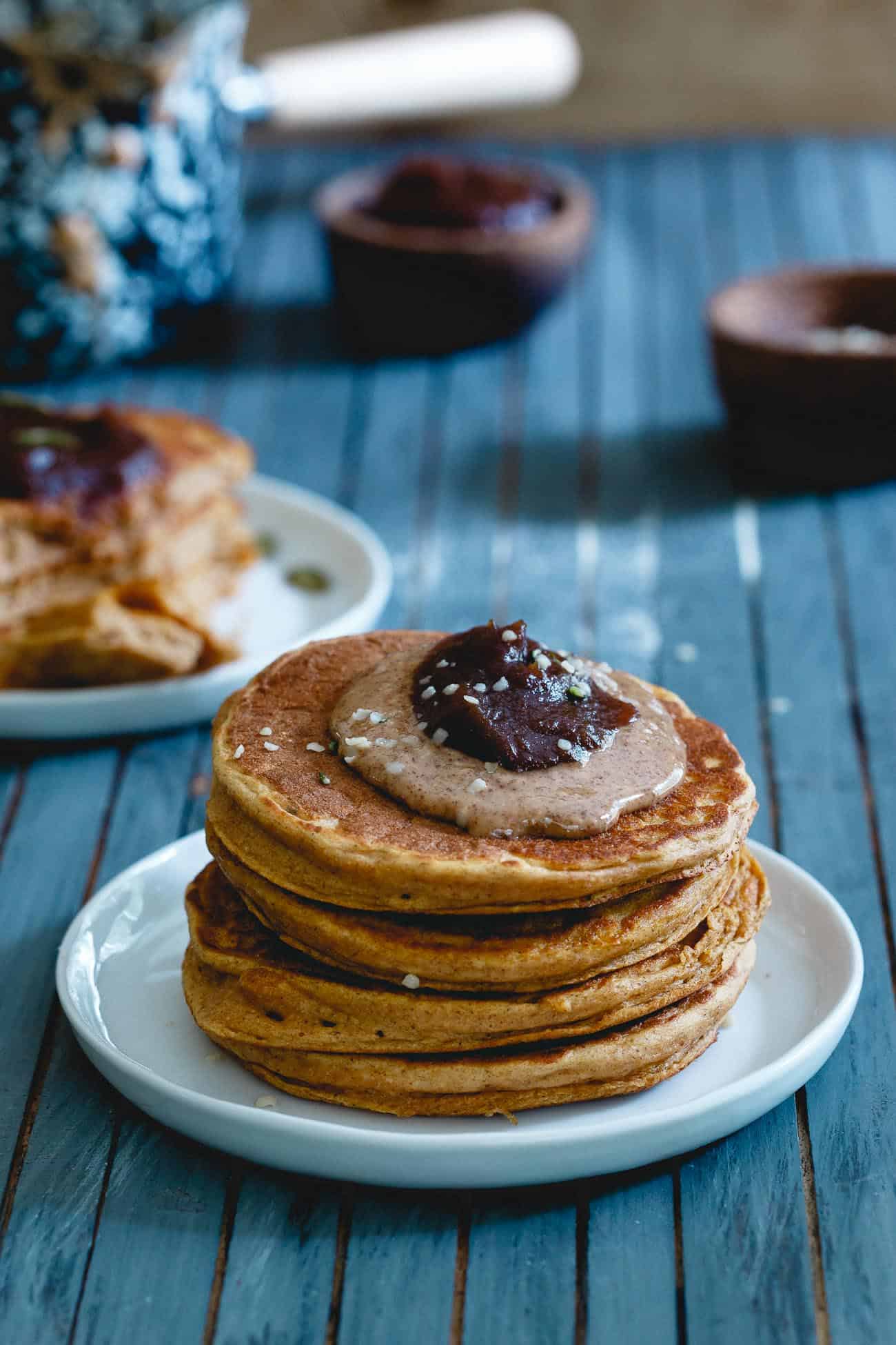These pumpkin protein pancakes are a simple, fall recipe for pumpkin pancakes packed with protein (19 grams per serving!) to help keep you full longer. A healthy and delicious start to your day!