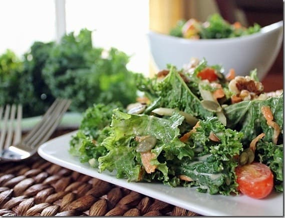 Kale Salad with Hummus Dressing