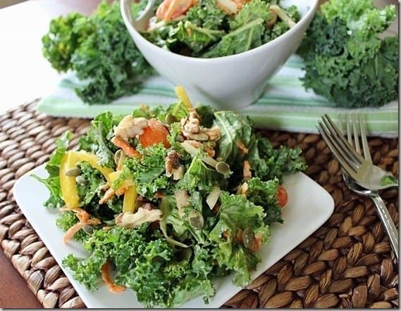 Kale Salad with Hummus Dressing