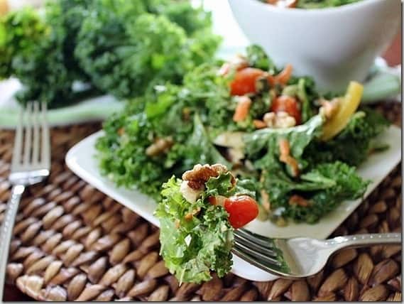 Pumped up Kale Salad with Hummus Dressing