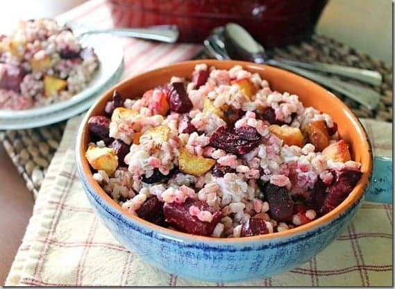 Roasted Beet and Squash Goat Cheese Barley