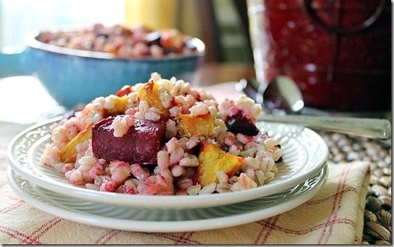 Roasted Beets, Squash and Goat Cheese Barley