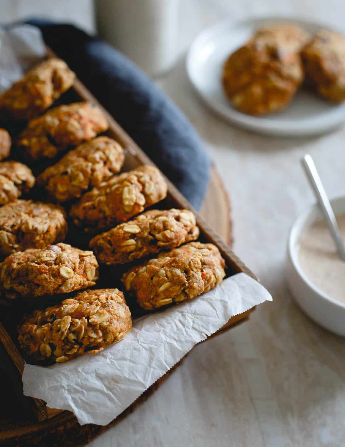 These healthy carrot cake cookies are made with oats, whole wheat flour and all the add-ins you love from carrot cake.