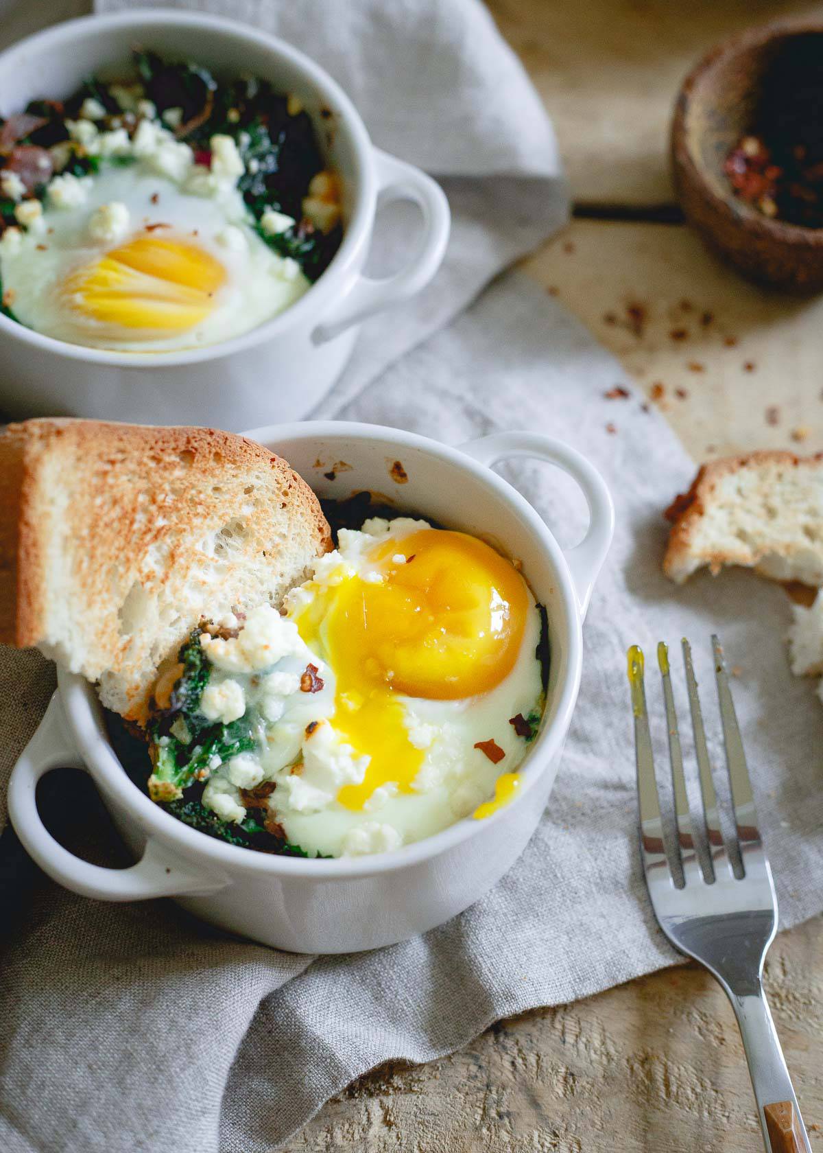 For nights when there's nothing else to eat, this kale feta egg bake is an easy and quick dinner option.