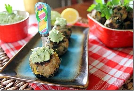 Turkey Meatballs with Avocado Citrus Dipping Sauce