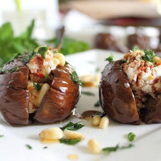 Roasted Baby Eggplants with Goat Cheese Stuffing