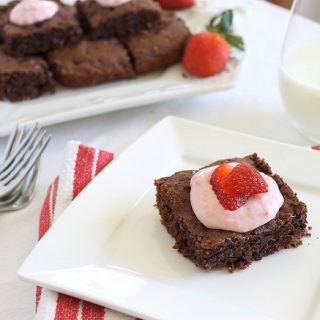 Chocolate Coconut Brownies with Strawberry Cream Cheese Frosting