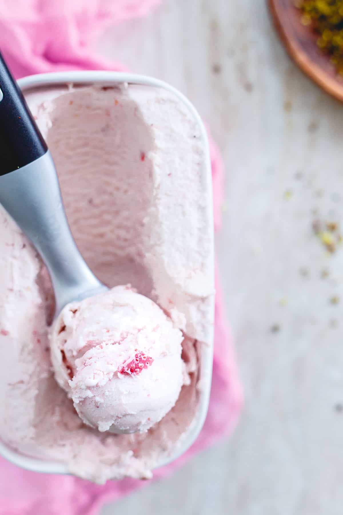This strawberry basil milkshake is a mostly healthy treat, just a small scoop of strawberry ice cream brings the perfect amount of decadence to each sip.