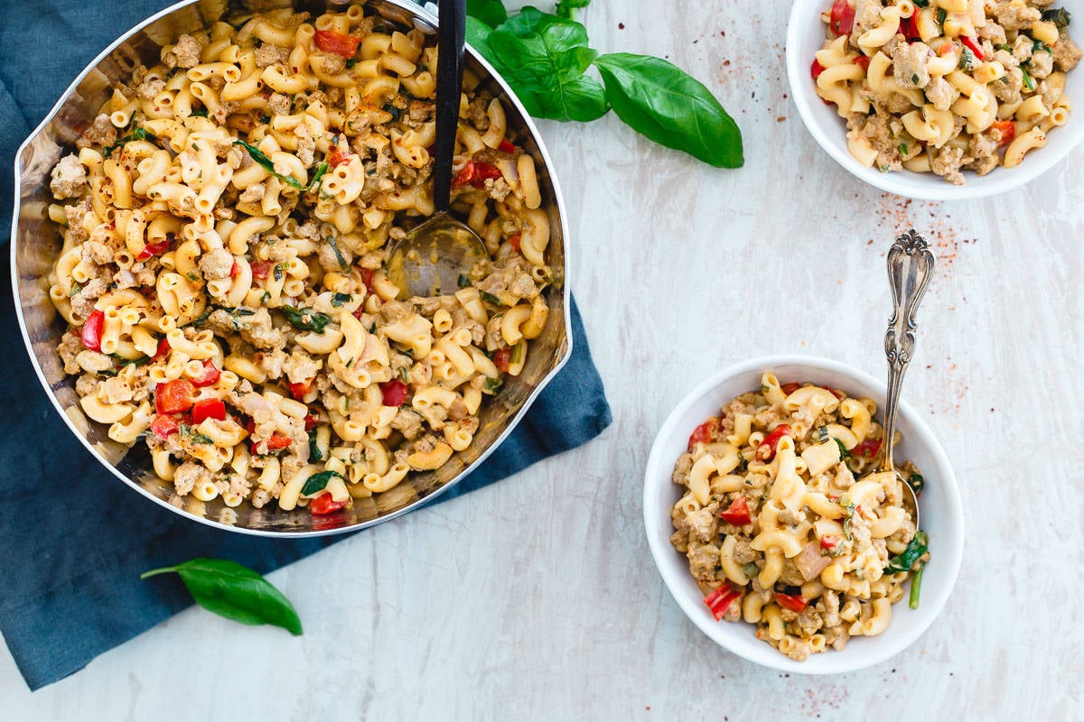 One pot and 30 minutes is all you need to get this easy and healthy turkey skillet mac and cheese on the table.