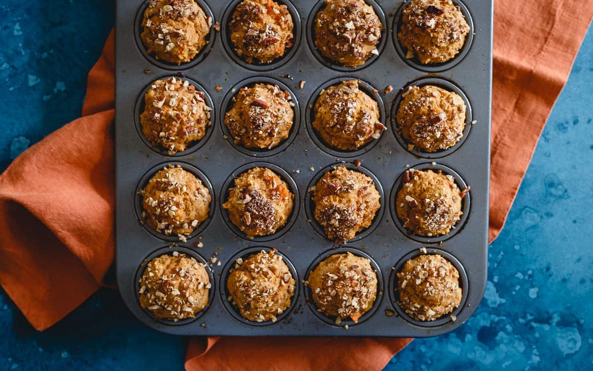 These sweet potato banana muffins are made with whole wheat flour and have just a subtle hint of sweetness making them a great healthy snack!