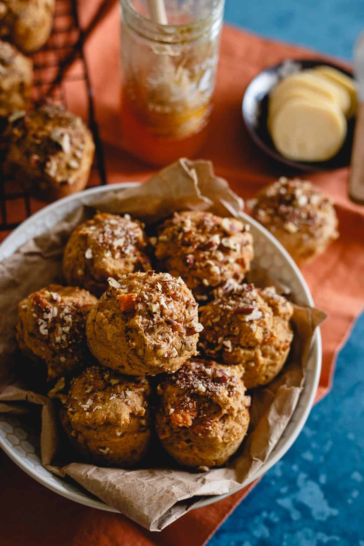 These whole wheat sweet potato banana muffins are perfect for breakfast or as a healthy snack. Smear with butter or drizzle with some quality honey. Best served warm!