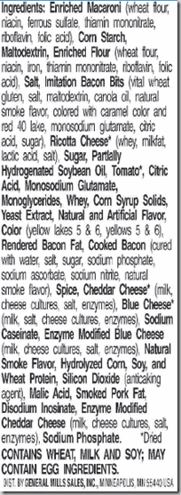 hamburger helper ingredient list