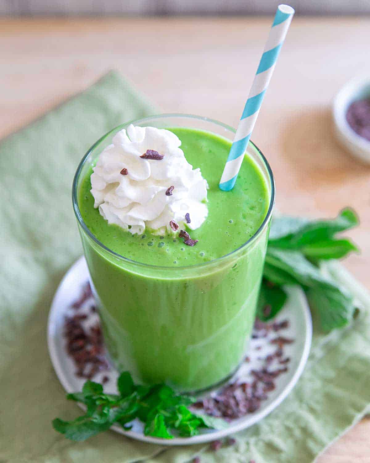 This Shamrock shake copycat recipe is a healthy, all real ingredient version of McDonald's shamrock shake you can feel much better about drinking!
