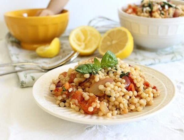 Israeli couscous greek salad