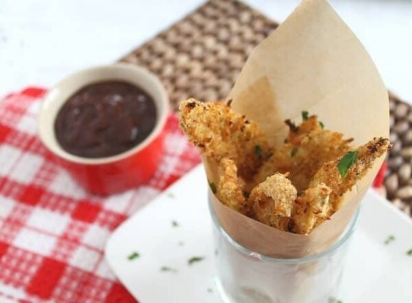 Panko cheddar crusted chicken fingers