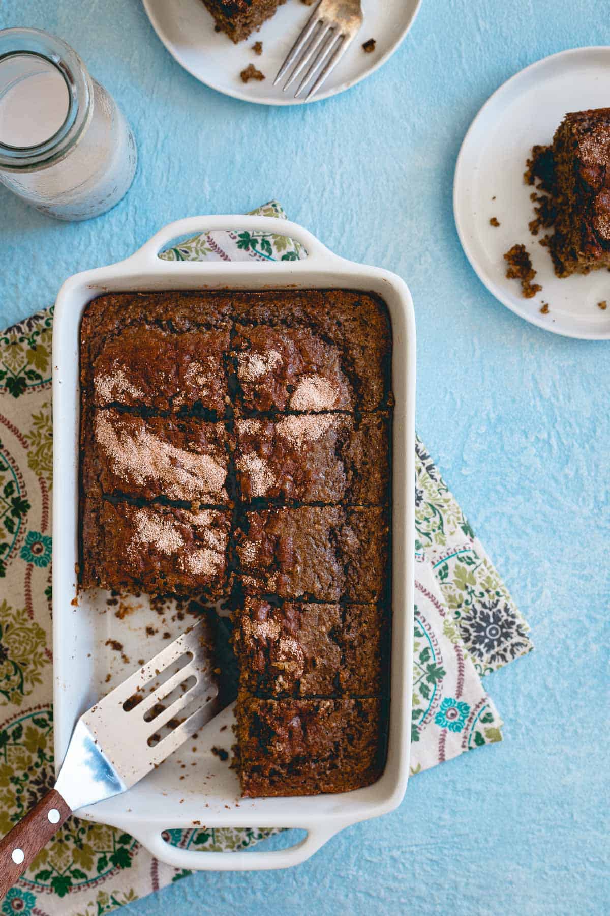 These cinnamon cake bars taste just like coffee cake except with a healthy protein boost!