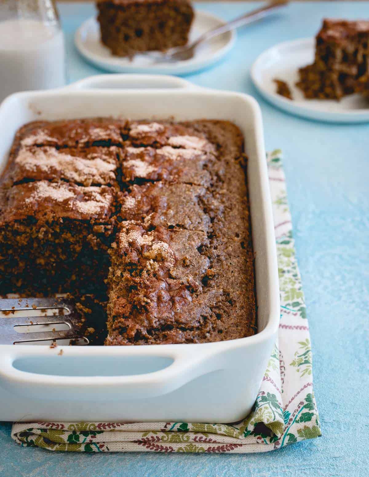 These cinnamon cake bars taste just like coffee cake. They're high in protein, low cal, low sugar with no oils or butter and perfect for a healthy snack.