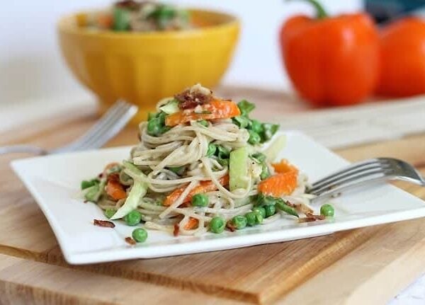 Soba noodle carbonara