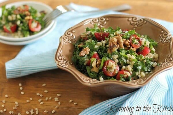 Barley kale and cherry salad