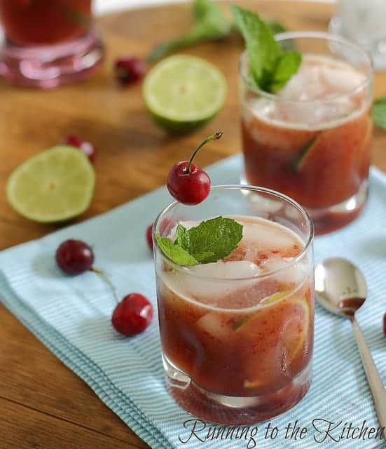 This cherry faux-ito is like a cherry mojito without the rum (although, easily added) for a refreshing summer drink using sweet ripe cherries.