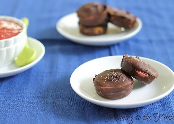 Dark chocolate almond butter and strawberry cups