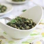 Coconut wild rice risotto with salmon and spinach