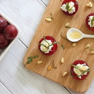 Goat cheese stuffed plums