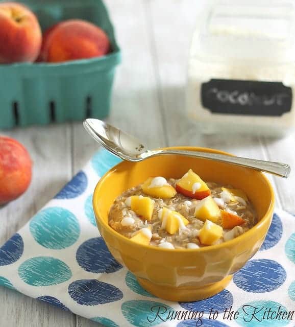 peaches and cream oatmeal with coconut