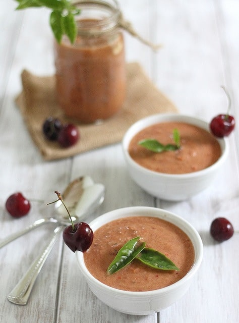 Chilled cherry gazpacho