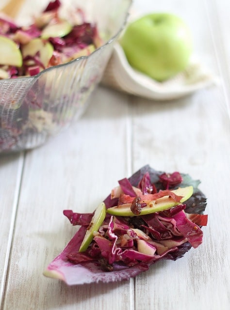 Red cabbage slaw with honey dijon dressing