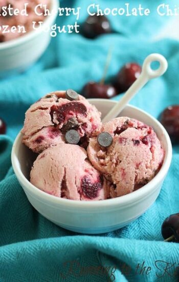 Roasted cherry chocolate chip frozen yogurt