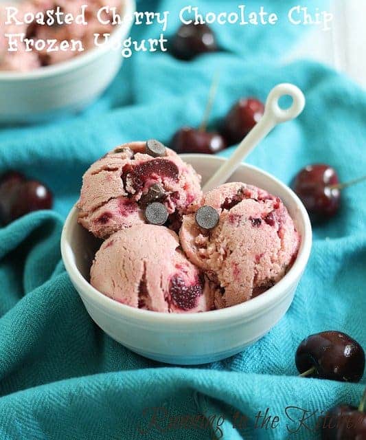 Roasted cherry chocolate chip frozen yogurt