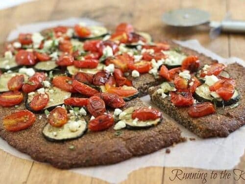 Roasted tomato and zucchini paleo pizza