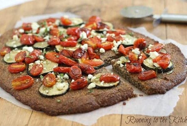 Roasted tomato and zucchini paleo pizza