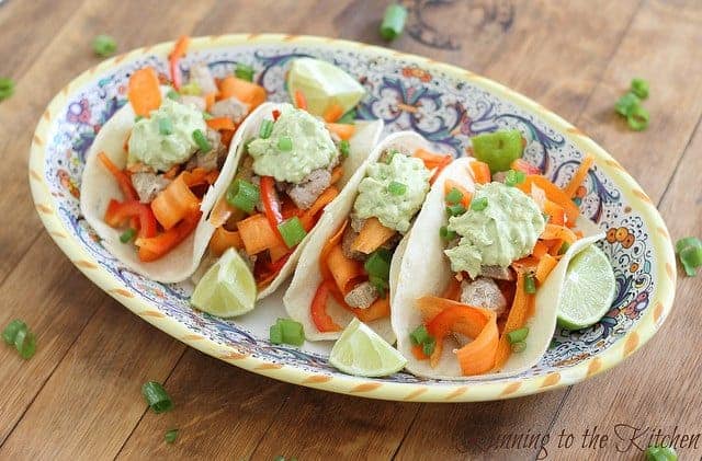 Soy and lime marinaded tuna tacos with a spicy avocado cream are a light and healthy lunch or dinner and a delicious alternative fish taco.