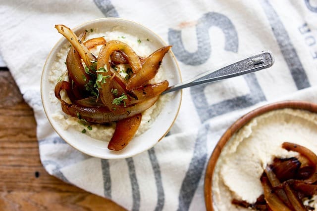 Brown butter and caramelized onion mashed cauliflower