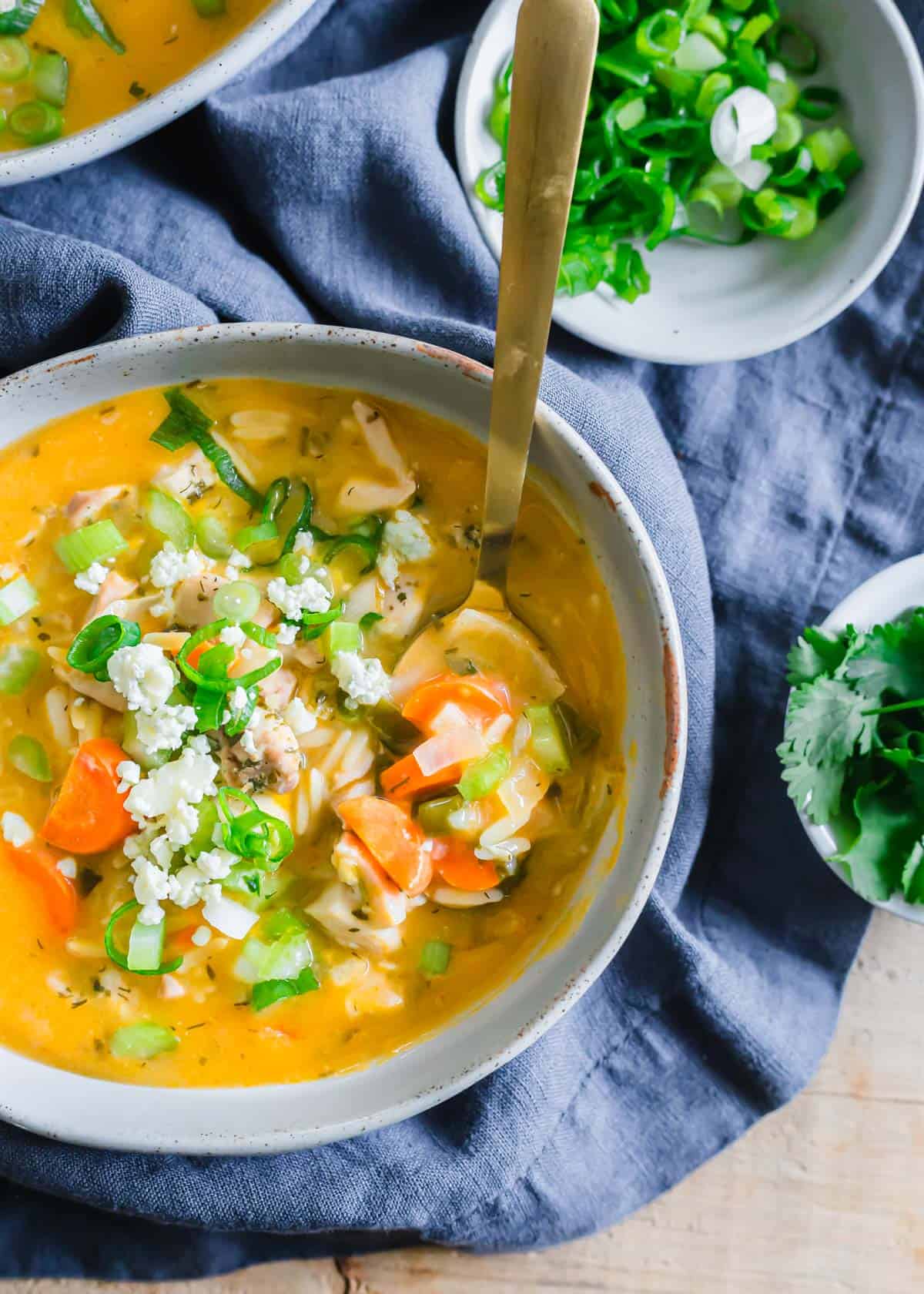 Buffalo chicken soup made with carrots, ranch seasoning and lots of buffalo sauce flavor.