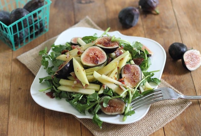 Apple and fig salad with maple dijon dressing