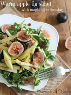 Warm apple and fig salad with maple dijon dressing