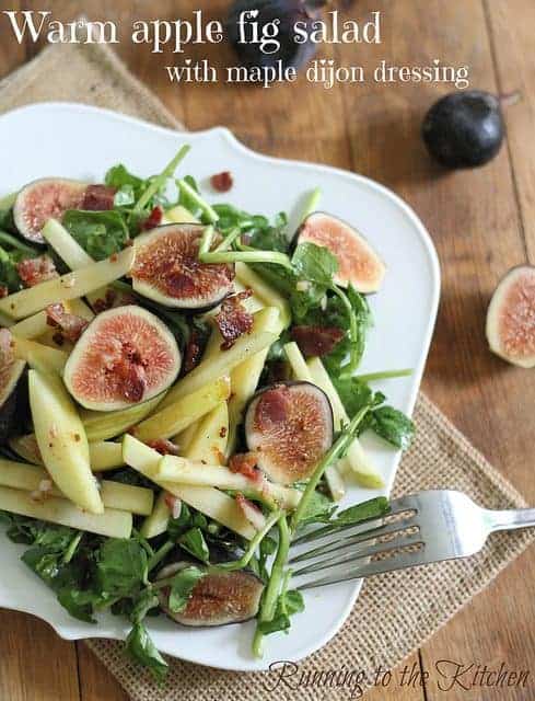 Warm apple and fig salad with maple dijon dressing