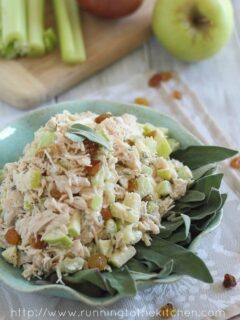 Honey chicken salad with apples and sage