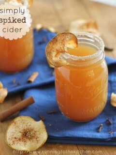 Simply spiked cider with oven baked apple crisps